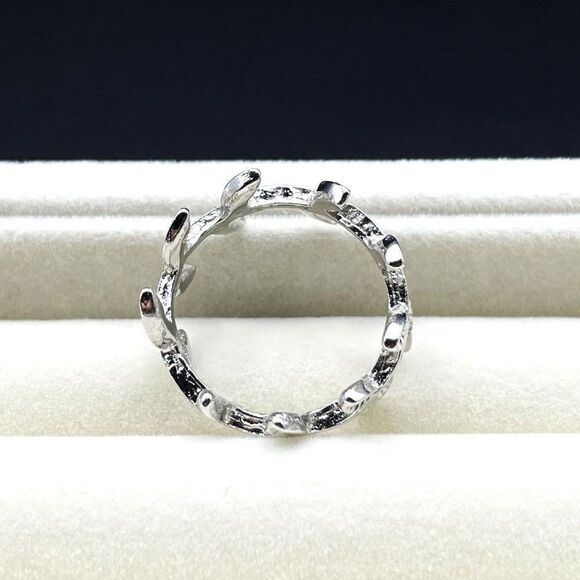 925 Sterling Silver Leaves and Branches Eternity Ring Size 8 - Picture 5 of 9